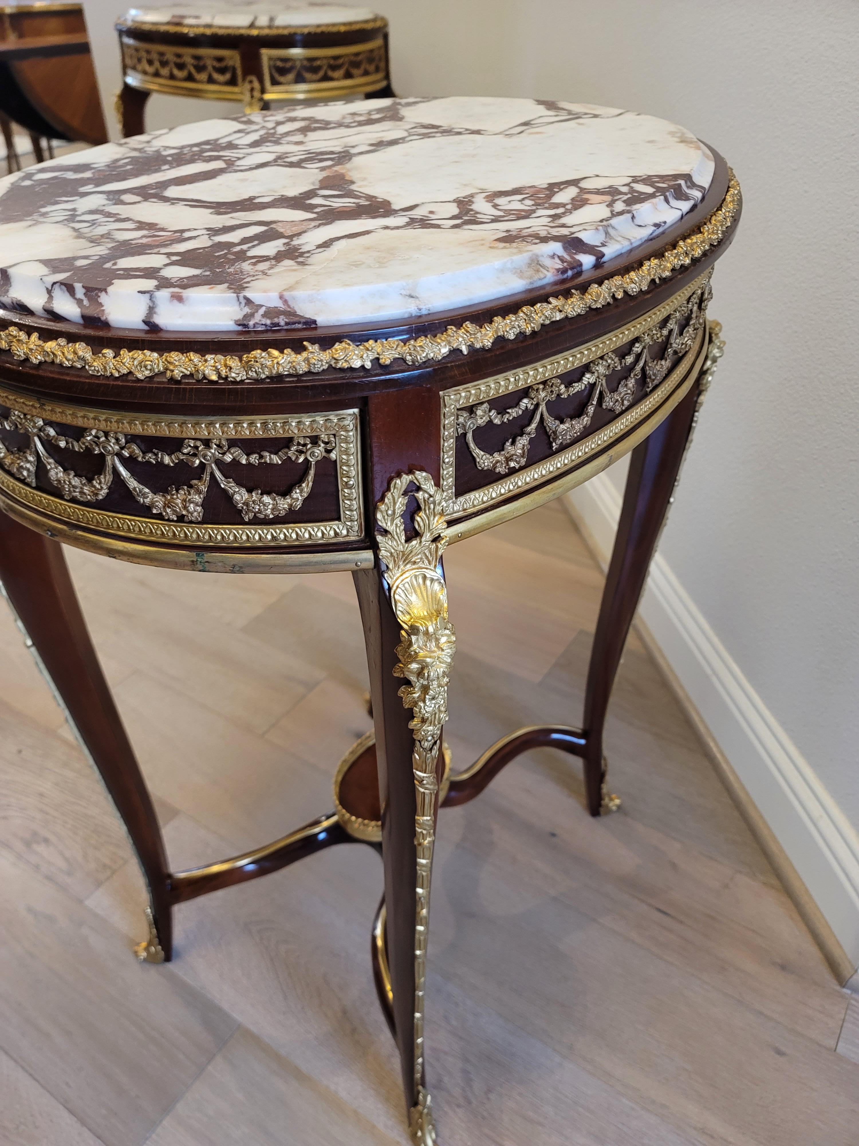 Fine Pair of French Louis XV Style Francois Linke Attrib. Side Tables For Sale 3