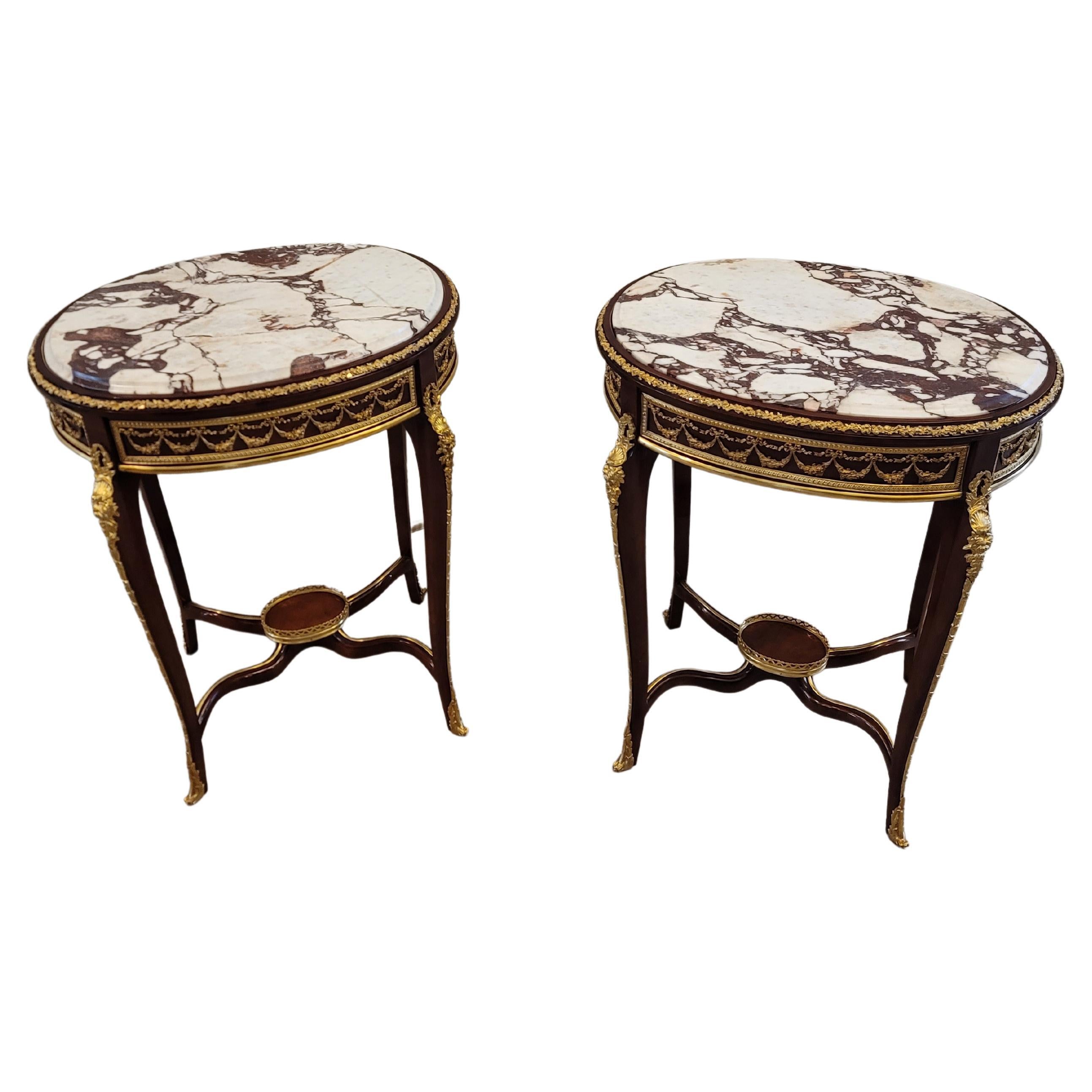 Fine Pair of French Louis XV Style Francois Linke Attrib. Side Tables For Sale