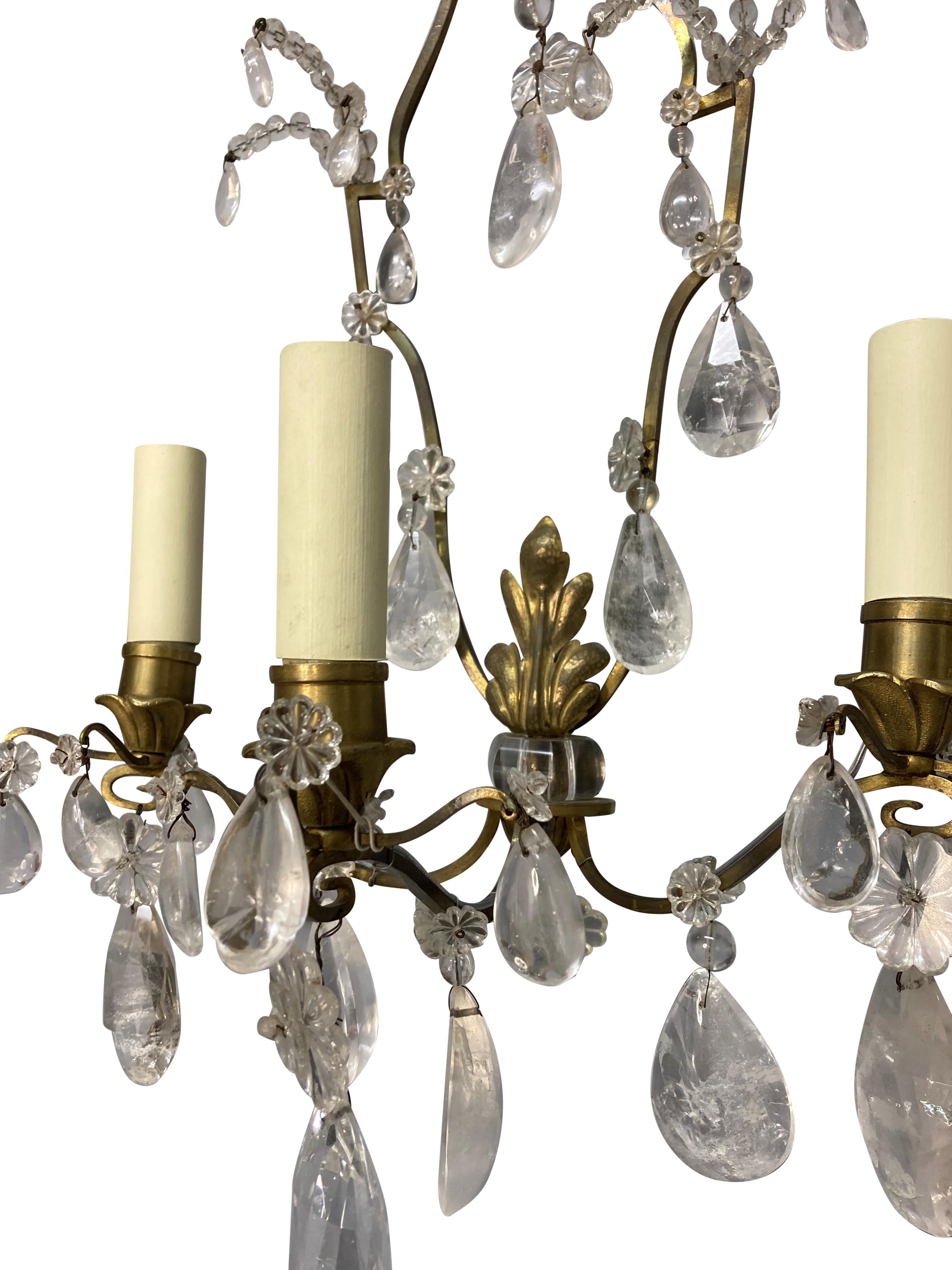Fine Pair Of French Rock Crystal Wall Sconces In Good Condition For Sale In London, GB