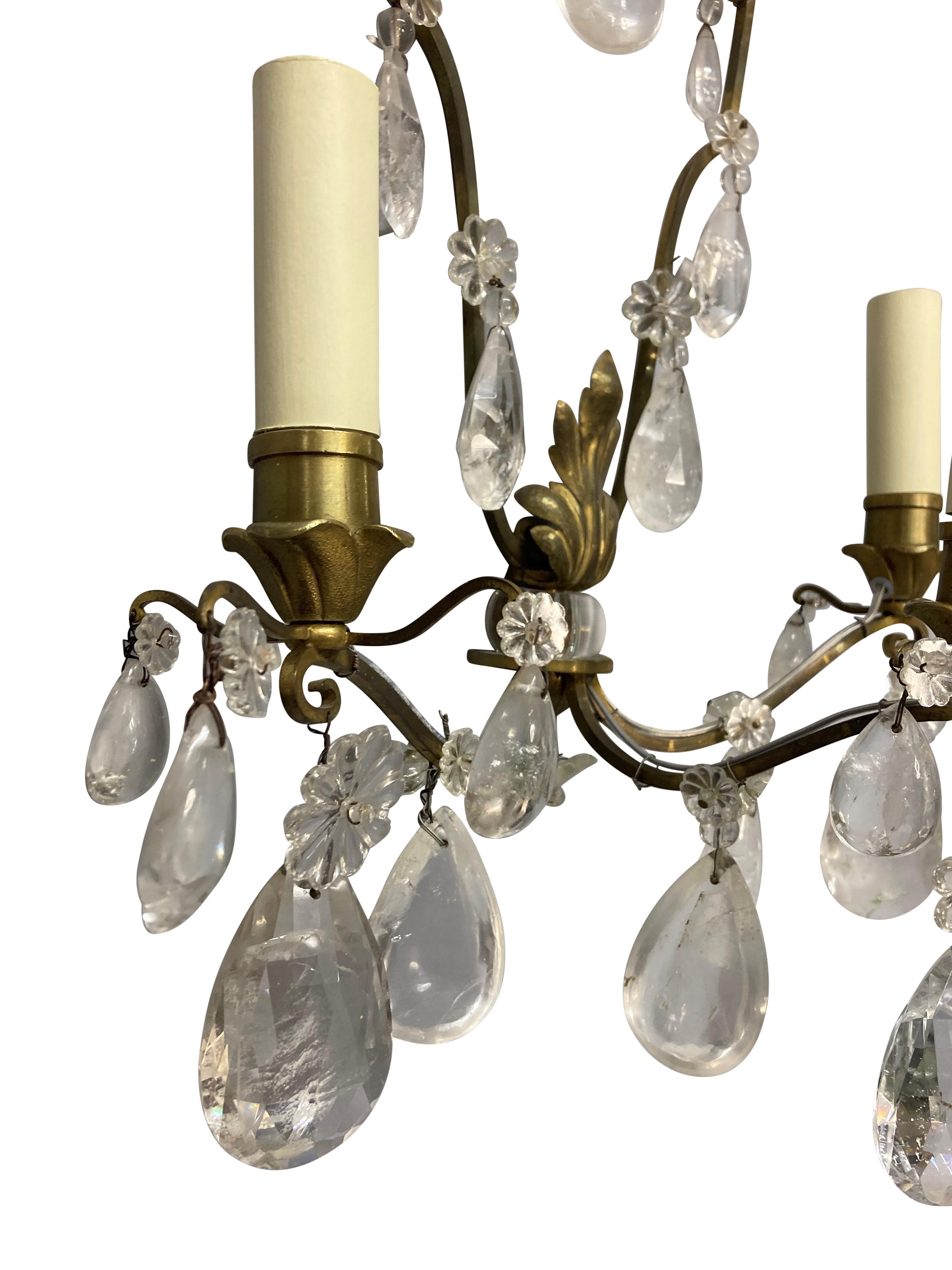 Early 20th Century Fine Pair Of French Rock Crystal Wall Sconces For Sale