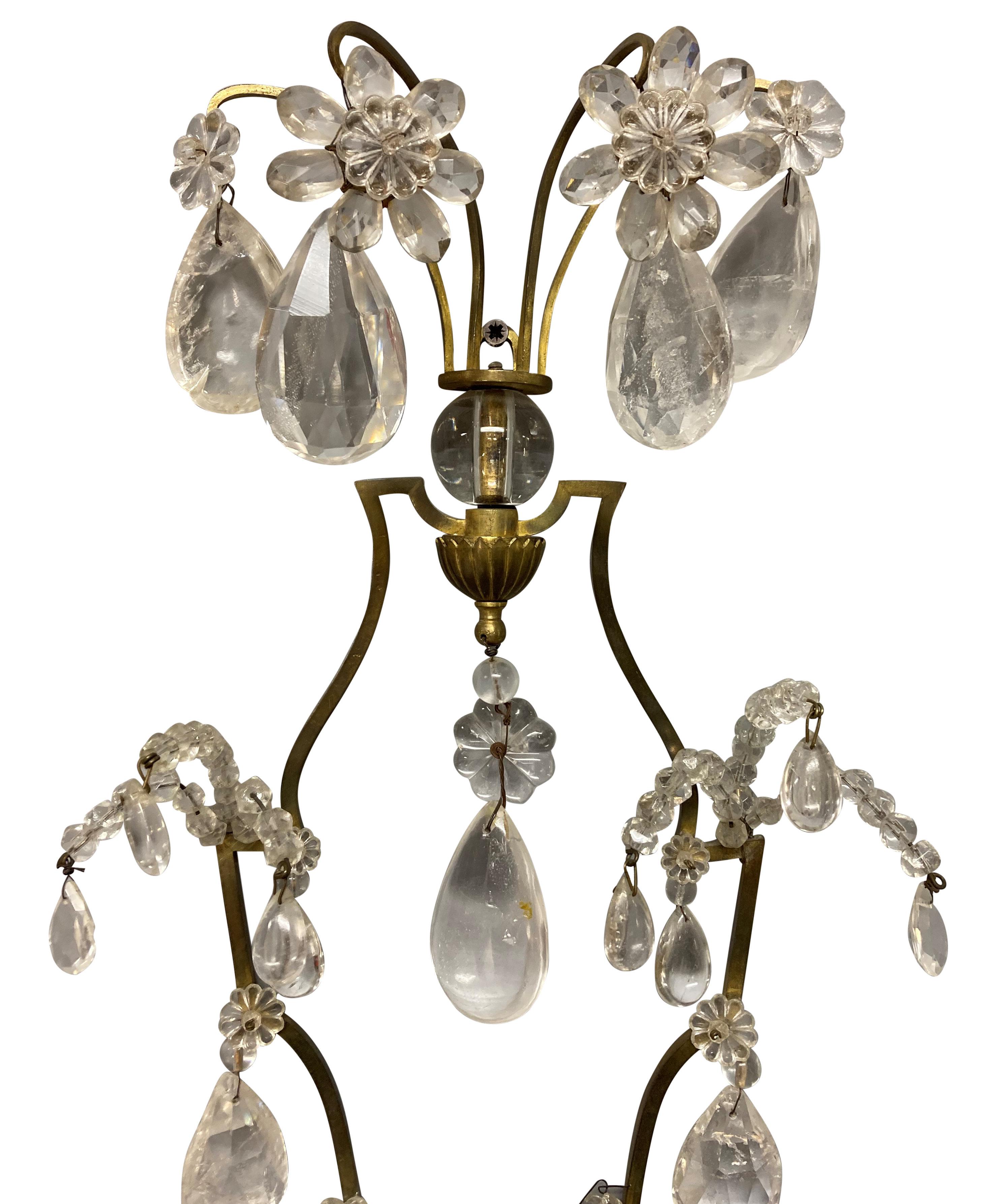 Fine Pair Of French Rock Crystal Wall Sconces For Sale 1