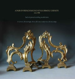 Fine Pair of French Rococo Style Ormolu Chenets, circa 1900