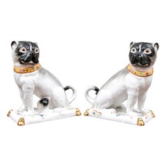 Fine Pair of French Sèvres Porcelain Pug Figures