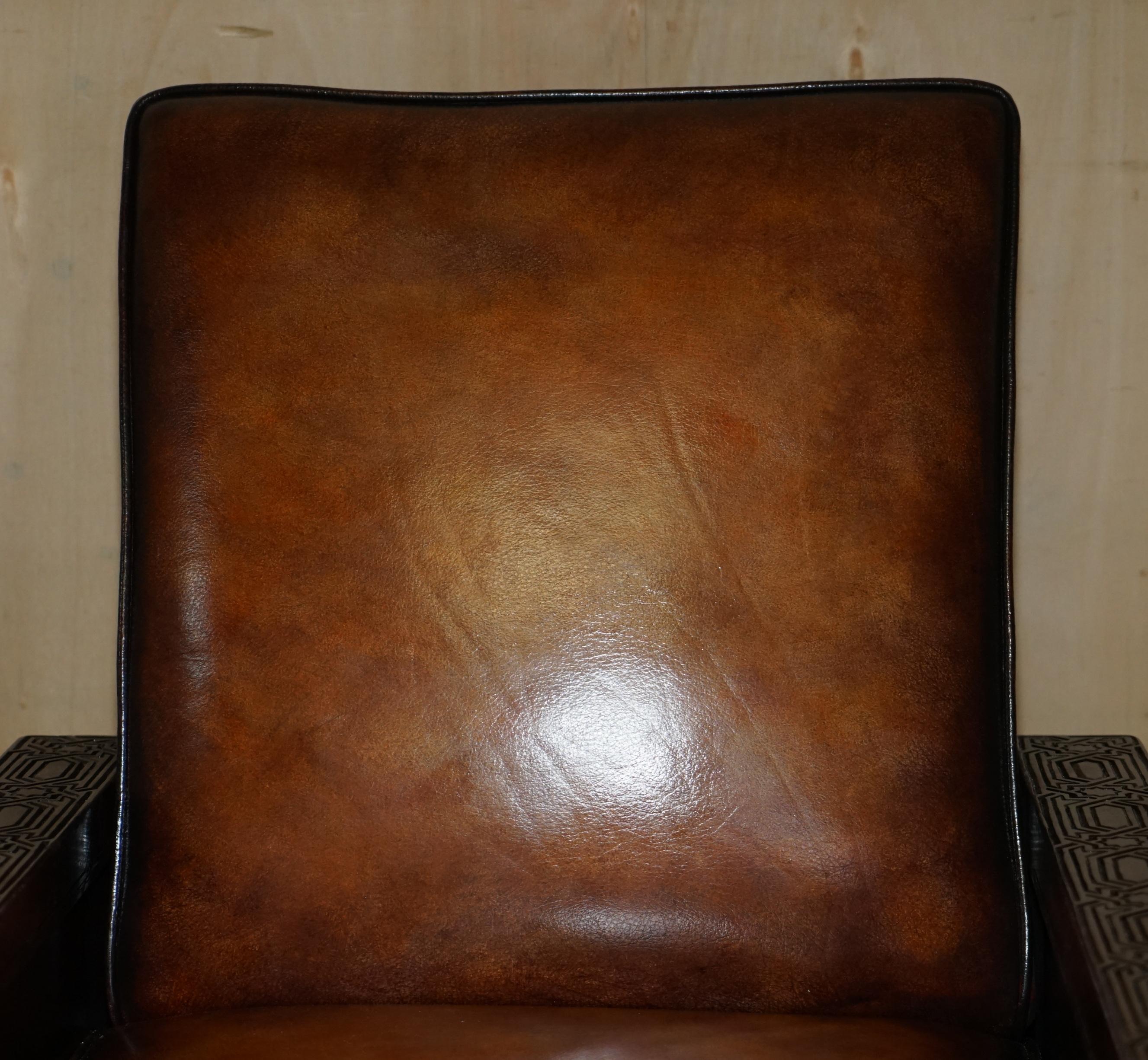 Hand-Crafted Fine Pair of Fully Restored Antique Art Deco Armchairs Hand Carved Carved Panels For Sale