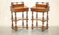 Fine Pair of Fully Restored Unique Antique Davenport Side Table Bookcases Desks