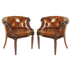 Fine Pair of Fully Restored Vintage Chesterfield Hand Dyed Tub Club Armchairs