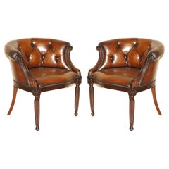 Fine Pair of Fully Restored Vintage Chesterfield Hand Dyed Tub Club Armchairs
