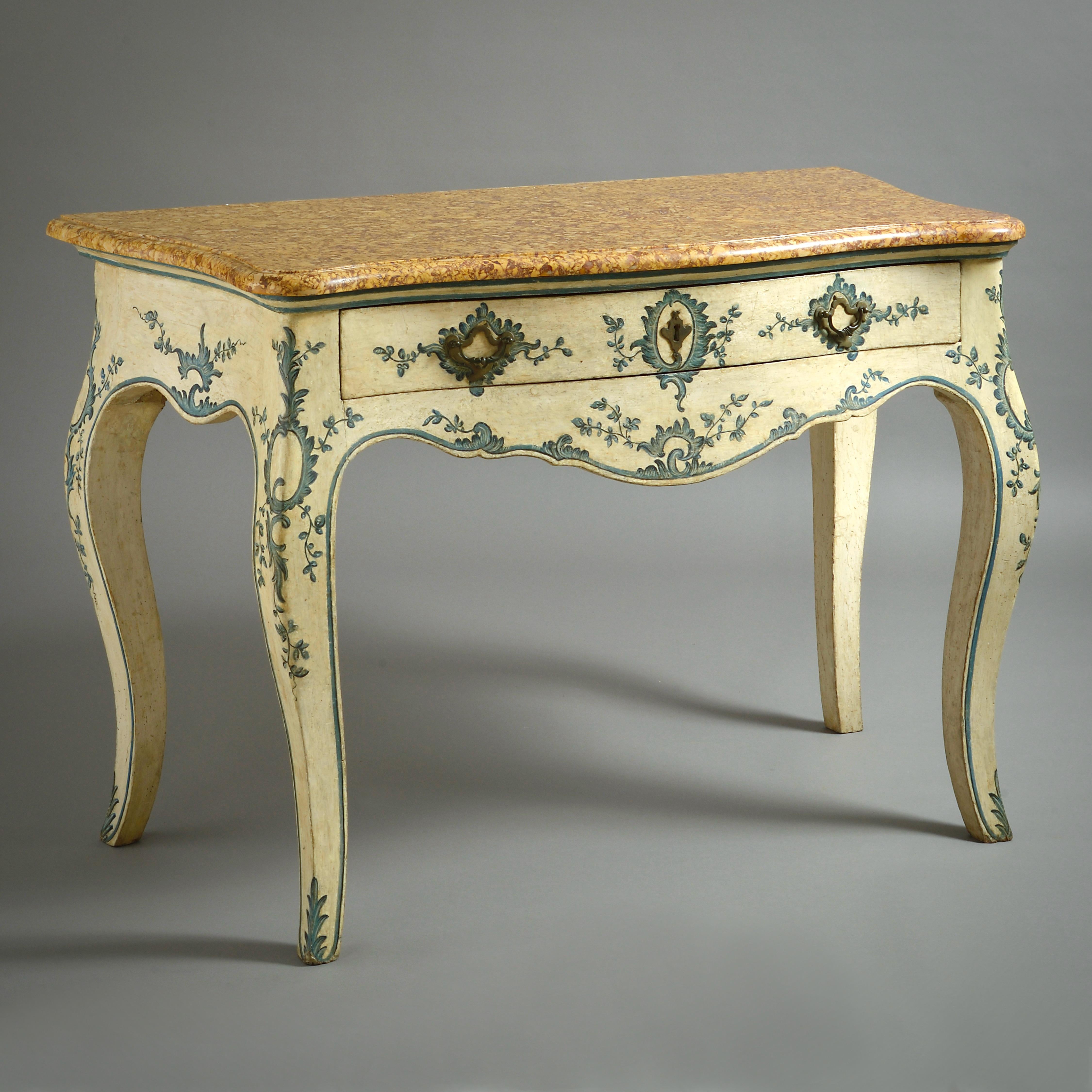 Marble Fine Pair of Genoese Painted Side Tables For Sale