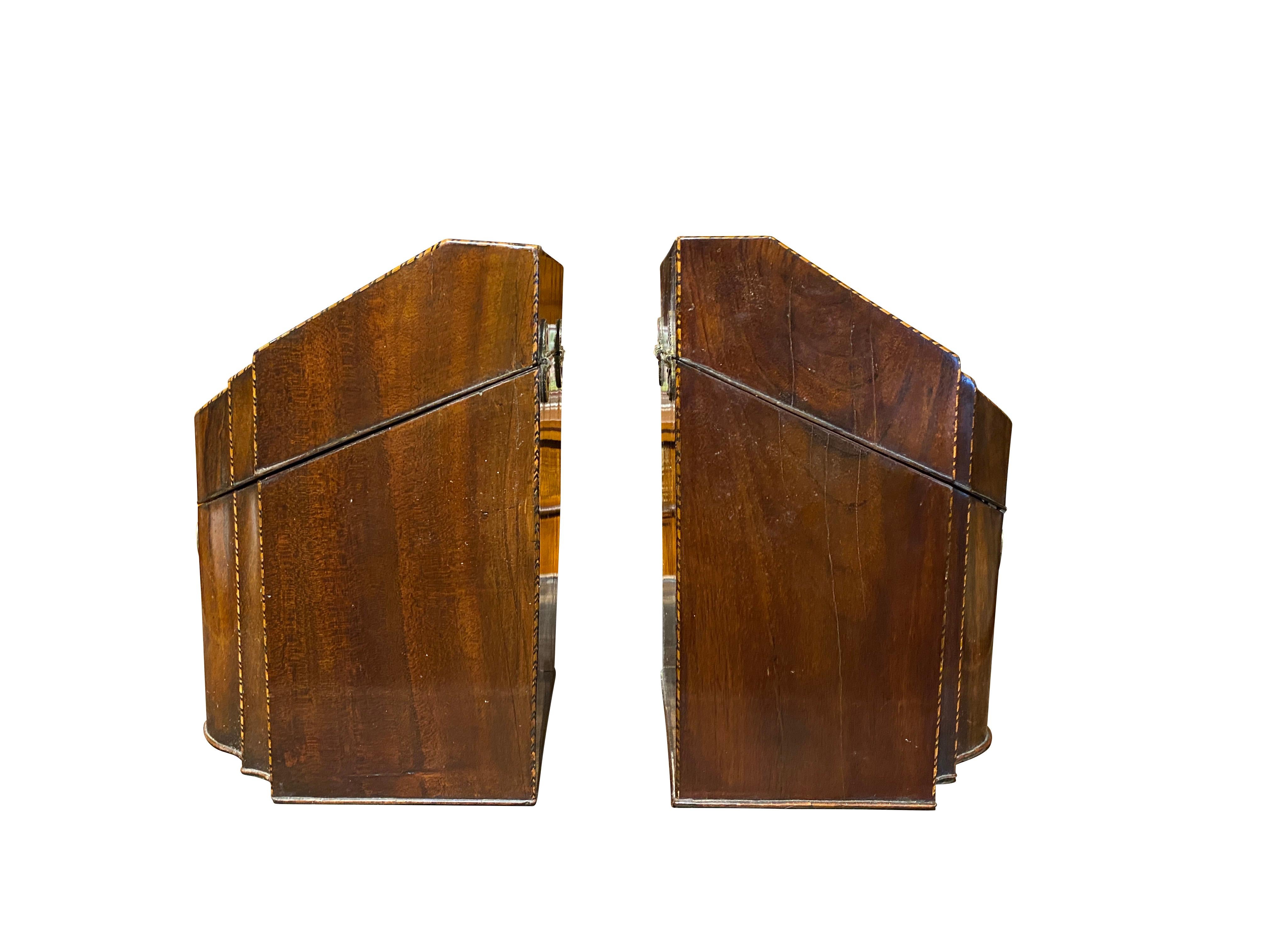 18th Century Fine Pair Of George III Mahogany And Crossbanded Cutlery Boxes