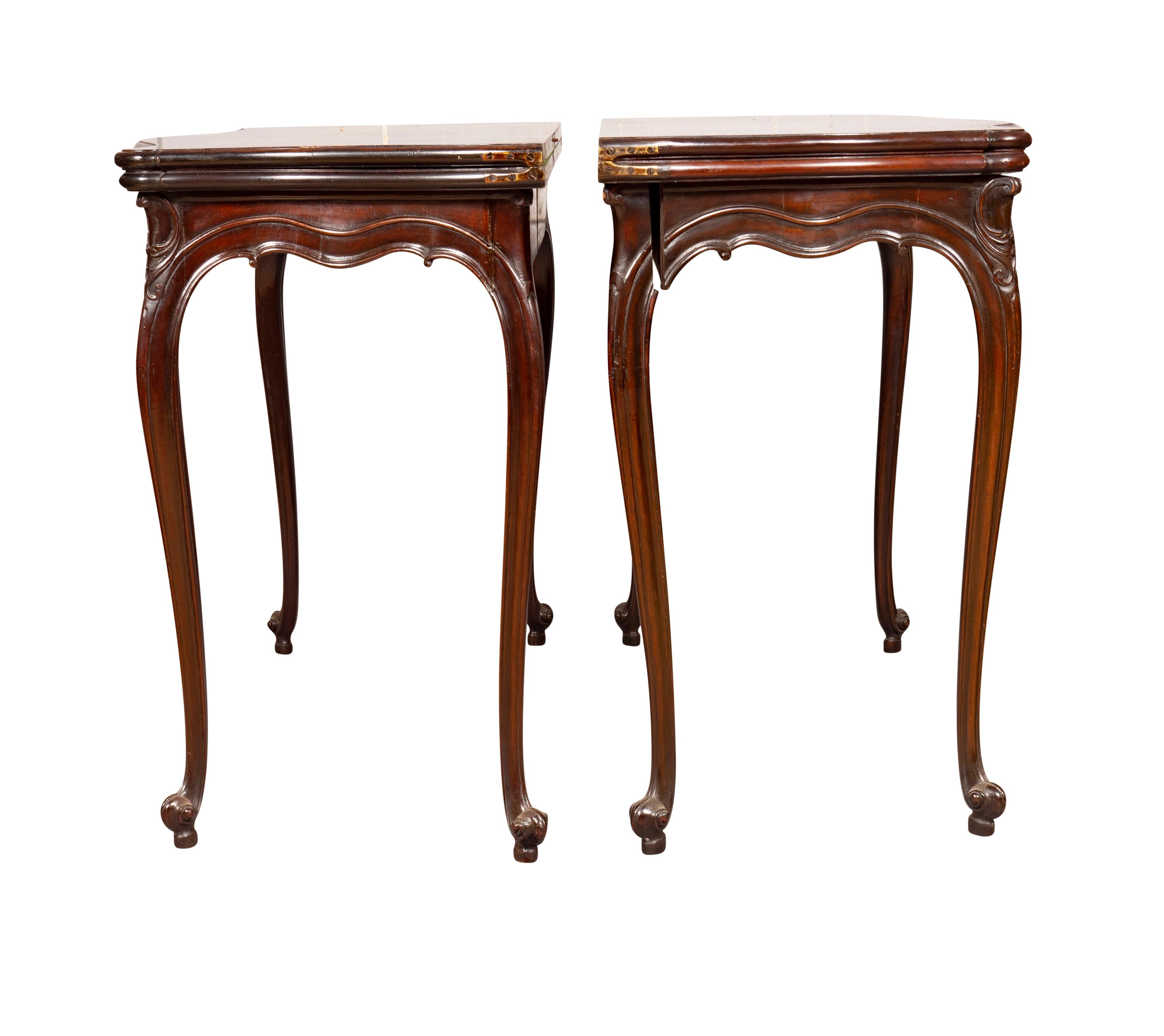 English Fine Pair of George III Mahogany Games Tables For Sale