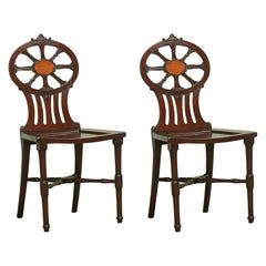 Fine Pair of George III Mahogany Hall Chairs by Gillows, Lancaster