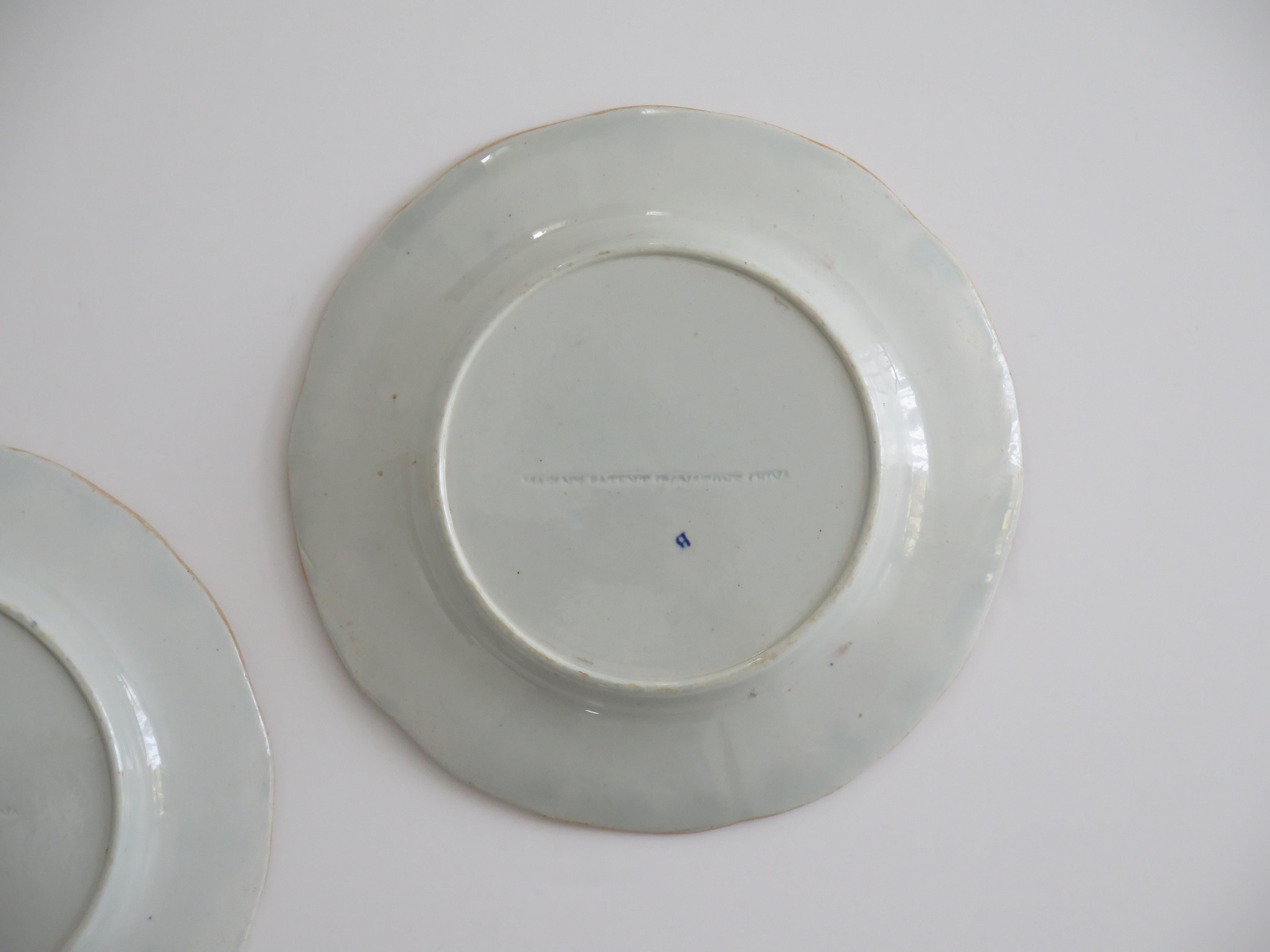 Bella COPPIA di piatti georgiani Mason's Ironstone con motivo a giglio d'acqua, circa 1818 in vendita 7