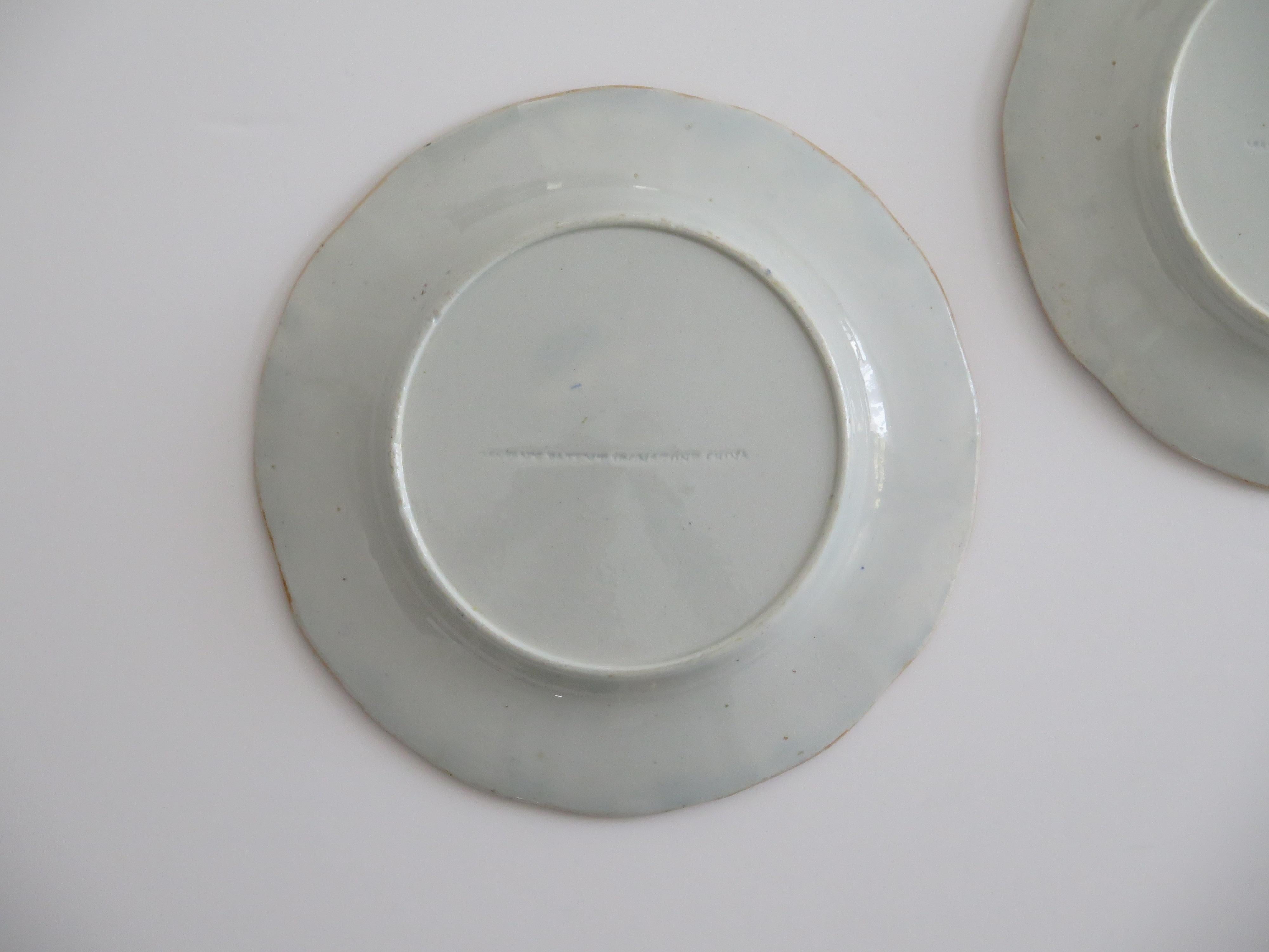 Bella COPPIA di piatti georgiani Mason's Ironstone con motivo a giglio d'acqua, circa 1818 in vendita 9