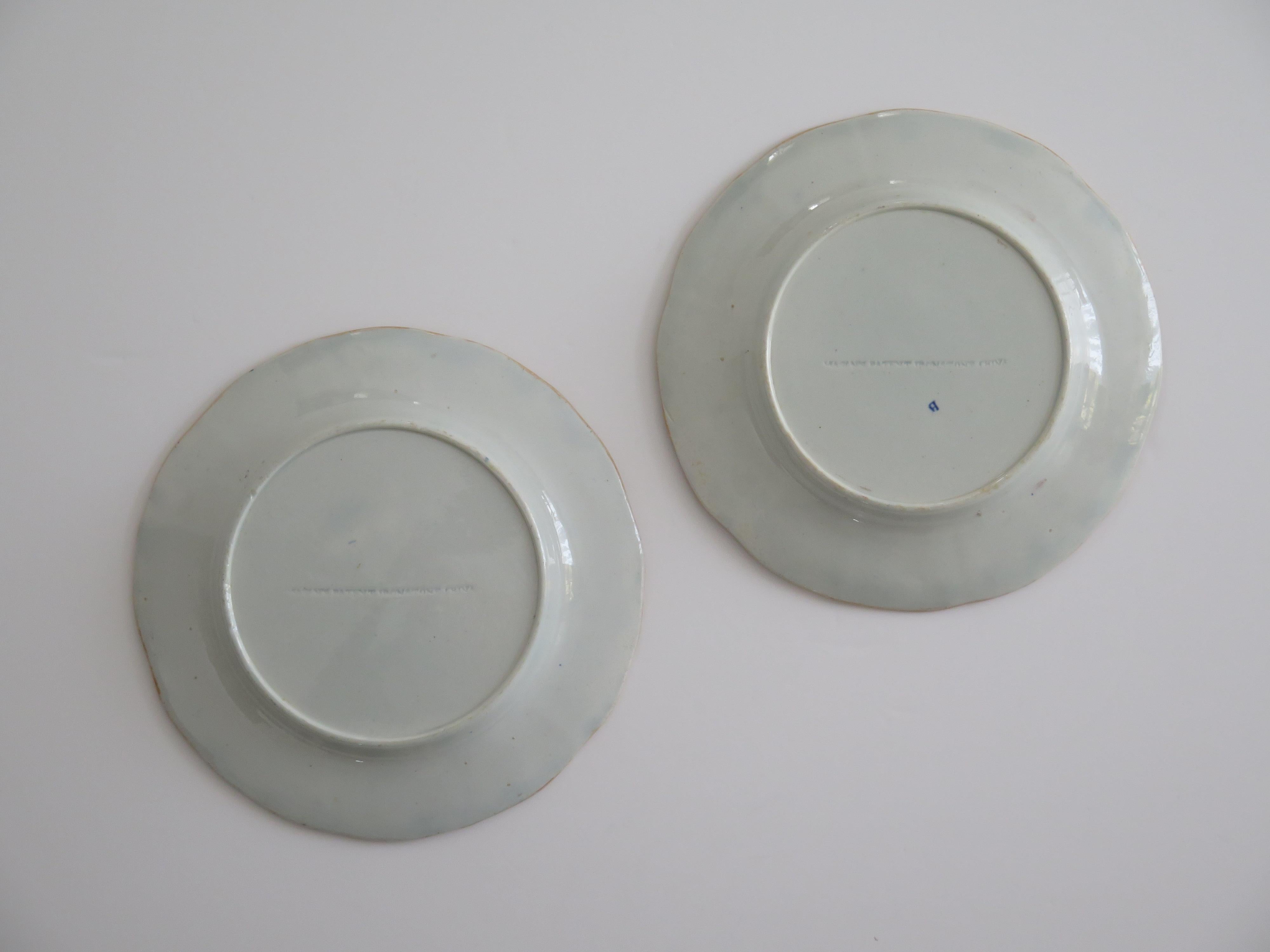 Bella COPPIA di piatti georgiani Mason's Ironstone con motivo a giglio d'acqua, circa 1818 in vendita 10