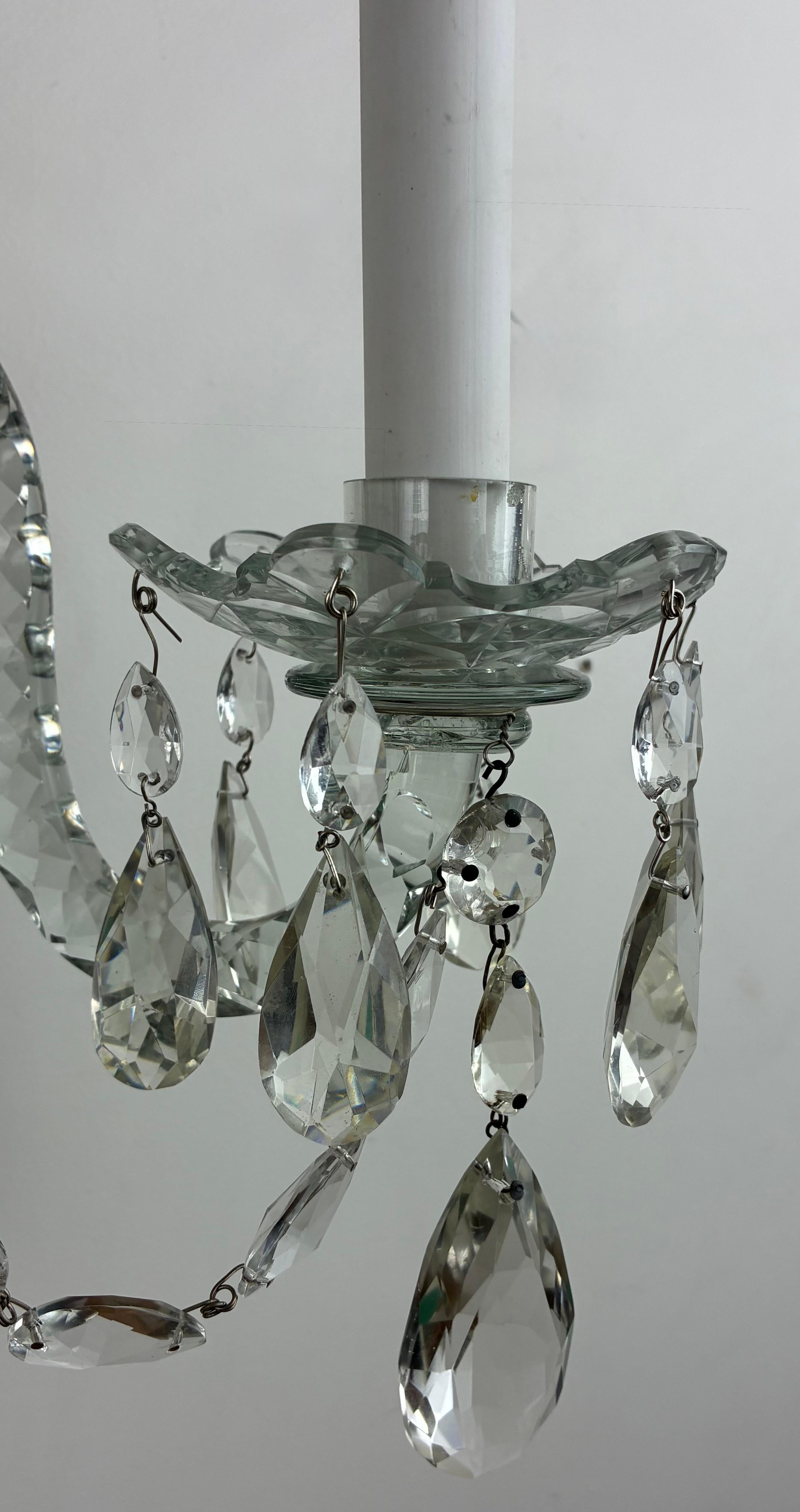 Fine Pair of Georgian Style Two Light Crystal Sconces or Wall Lights For Sale 3