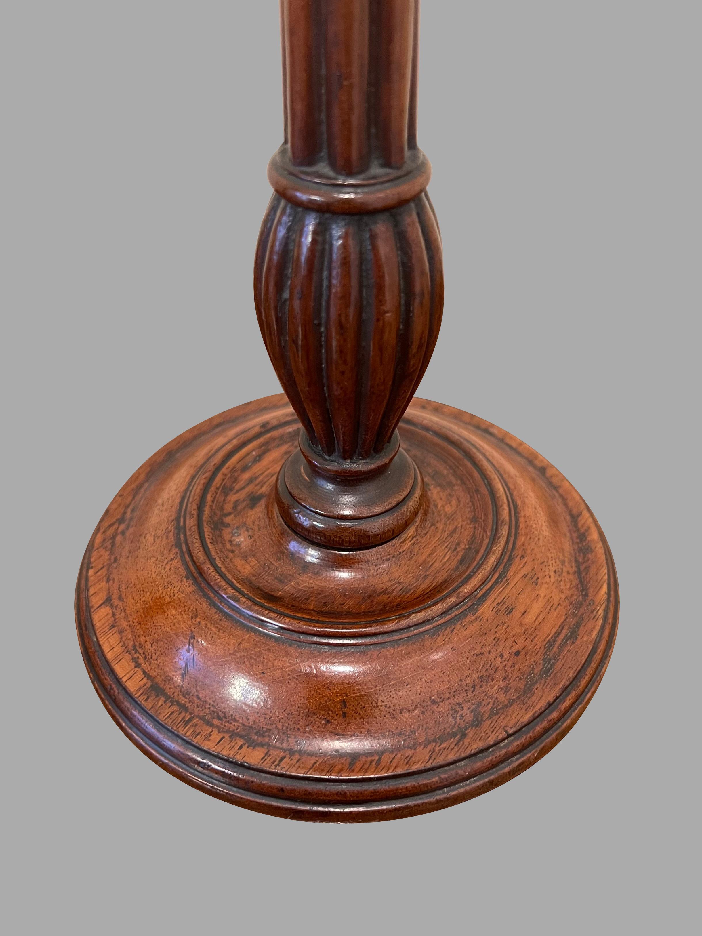 English Fine Pair of Georgian Walnut and Brass Candlesticks of Large Scale For Sale