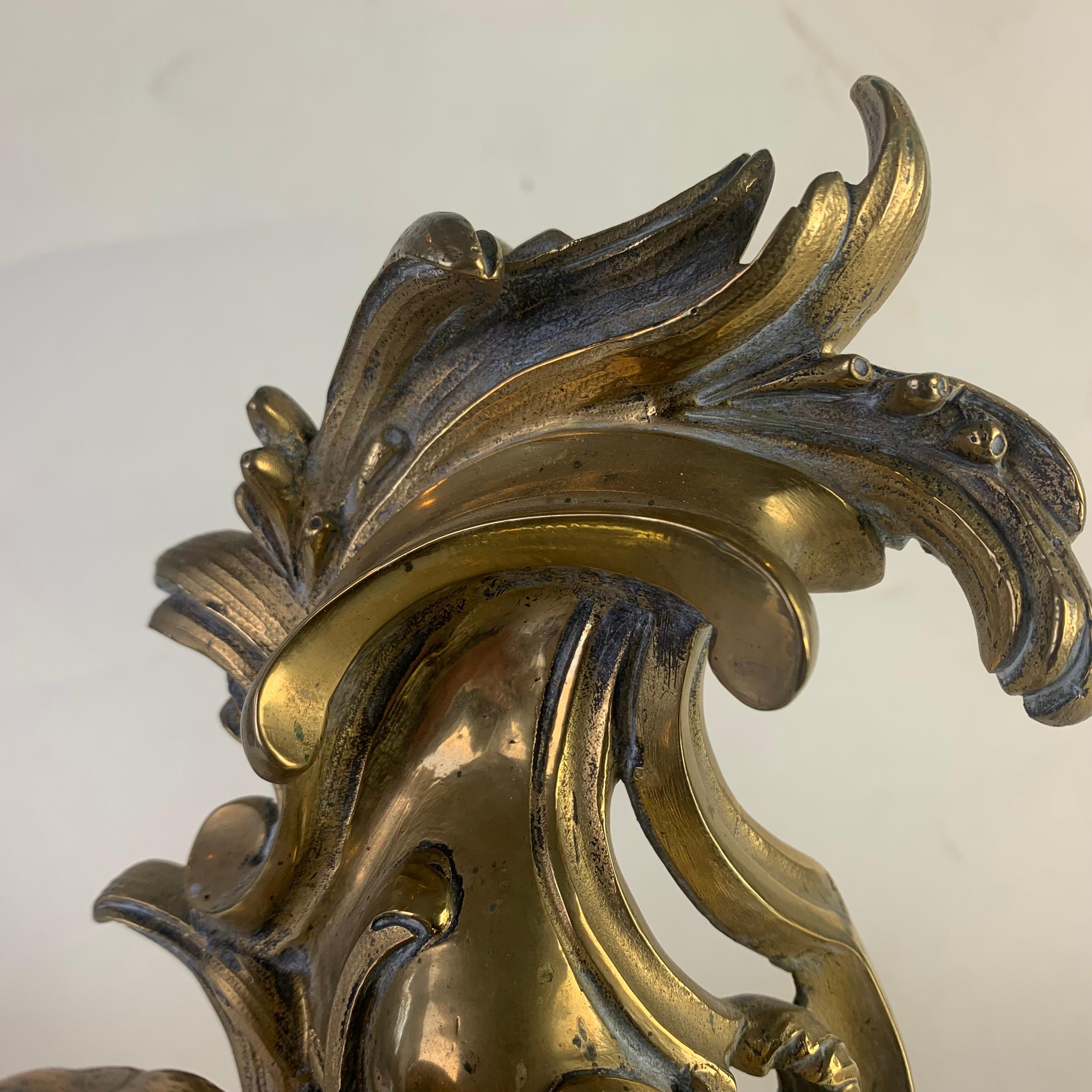 Fine Pair of Gilded Brass Chenets/Fire Dogs For Sale 3