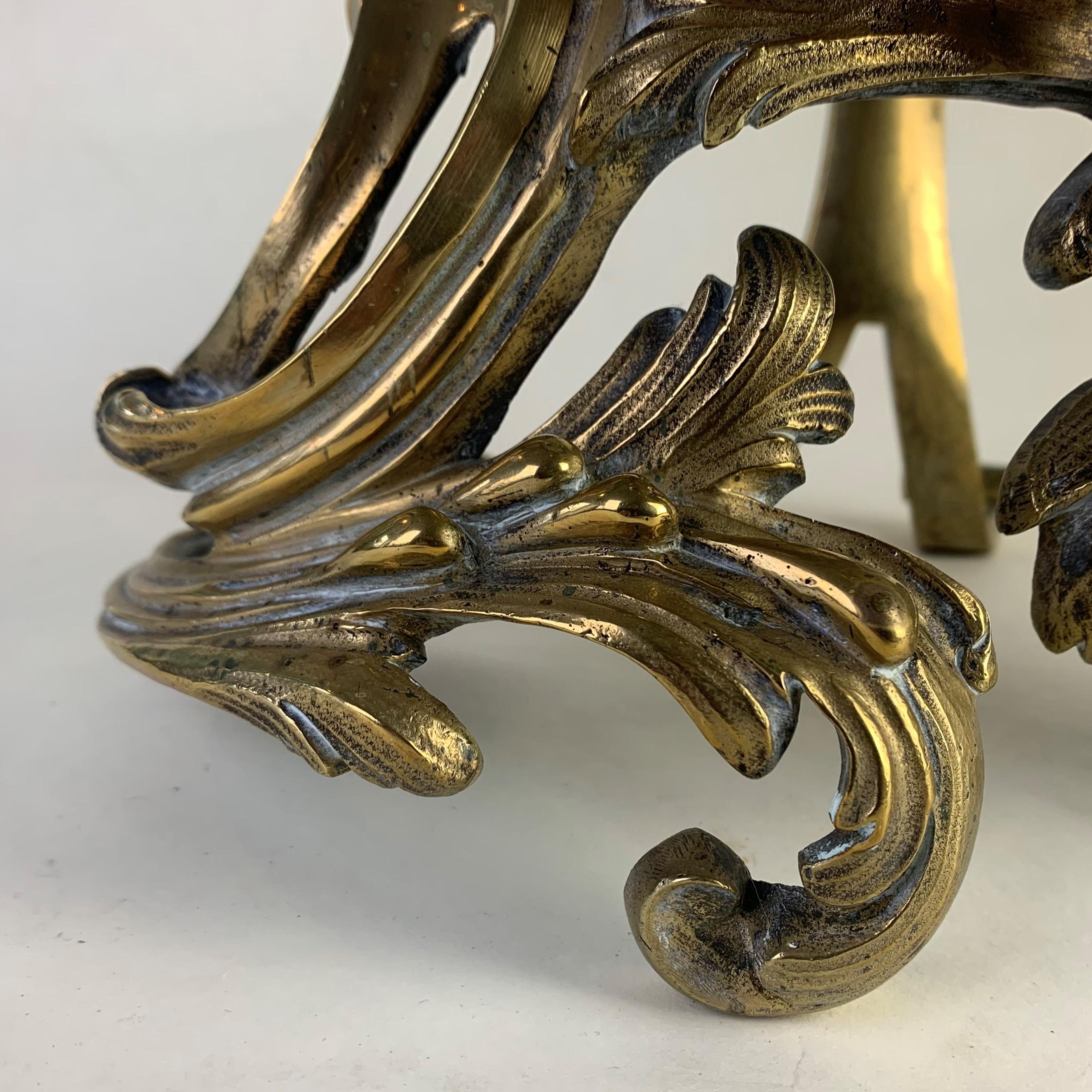 Fine Pair of Gilded Brass Chenets/Fire Dogs In Good Condition For Sale In Folkestone, GB