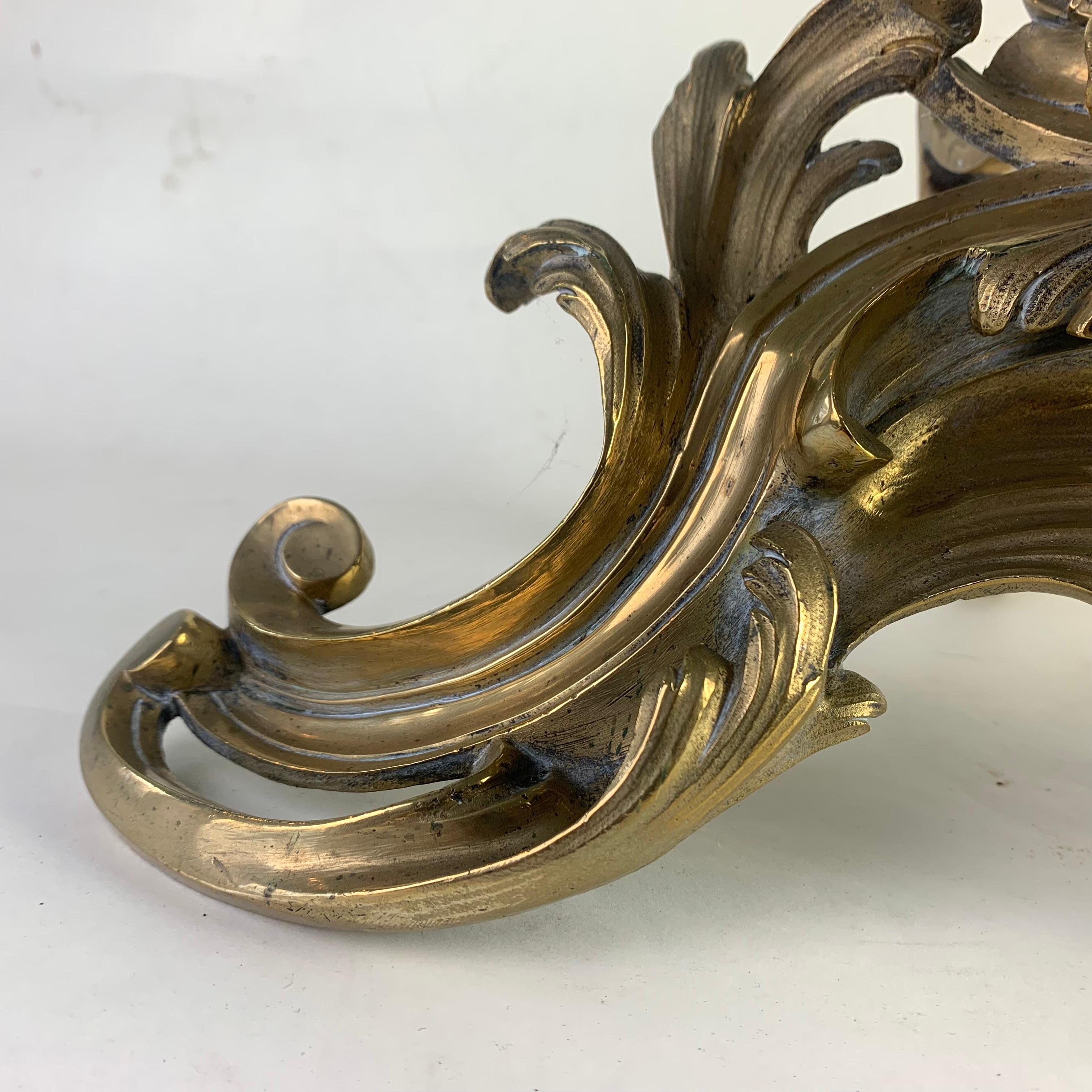 Fine Pair of Gilded Brass Chenets/Fire Dogs For Sale 2
