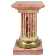Fine Pair of Gilt Bronze-Mounted French Pink Marble Pedestal