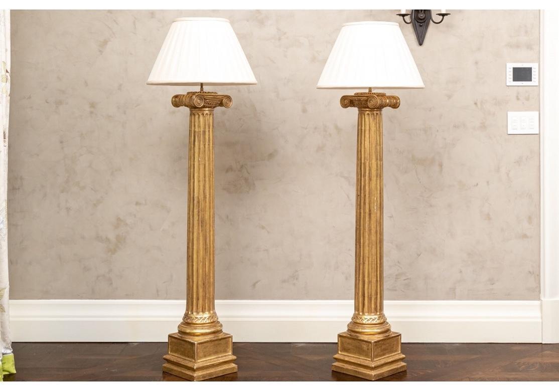 Fine Pair of Gilt Column Minerva Floor Lamps by Paul Ferrante 2