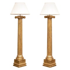 Fine Pair of Gilt Column Floor Lamps from Desin Fournir