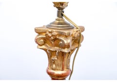 Fine Pair of  Gilt Wood  Barley Twist Column Form Table Lamps