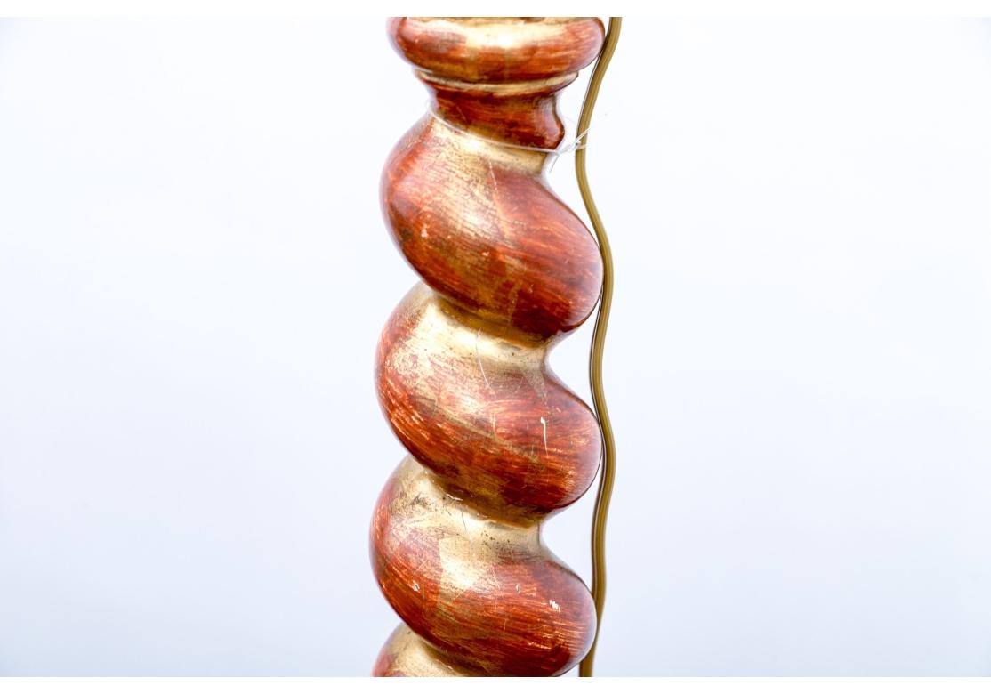 Neoclassical Fine Pair of  Gilt Wood  Barley Twist Column Form Table Lamps For Sale