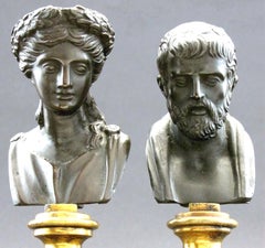 Fine Pair of Grand Tour Style Miniature Bronze Busts, Continental, circa 1900