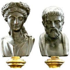 Antique Fine Pair of Grand Tour Style Miniature Bronze Busts, Continental, circa 1900