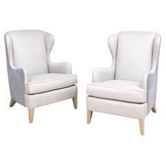 Fine Pair of Handcock & Moore Upholstered Contemporary Wing Chairs