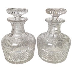 Fine Pair of Handcut English Decanters, 19th Century