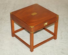 FINA PAiR DE HARRODS KENNEDY CAMPAÑA MILITAR DE MADERA DURA MESAS DE ESCRITORIO INDIVIDUAL