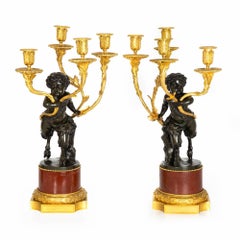 Fine Pair of Henry Dasson Four-Light Candelabra after Clodion circa 1895