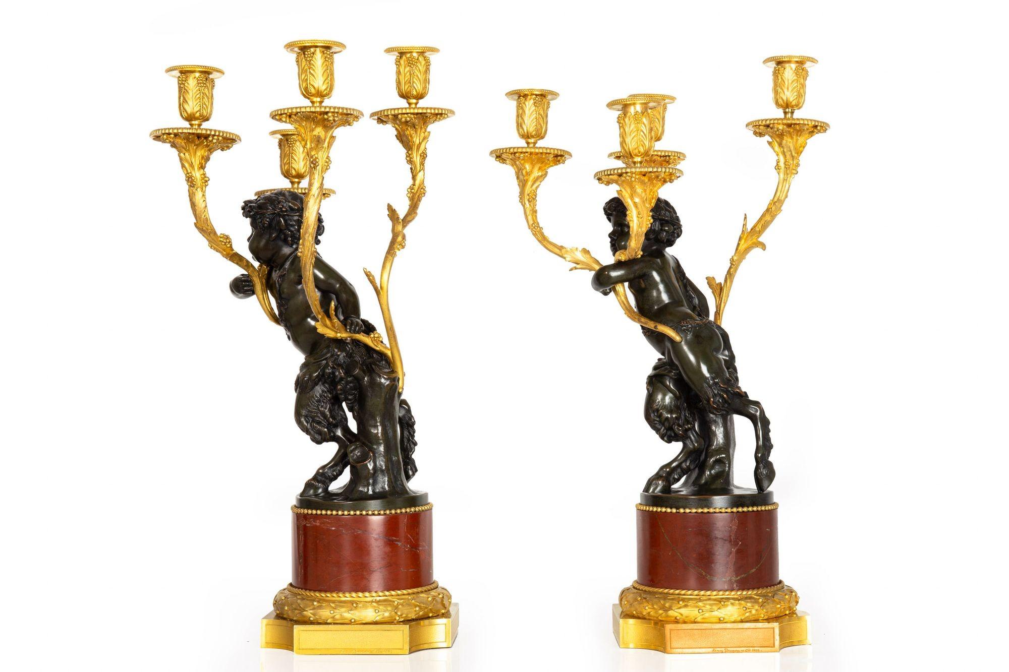 Louis XVI Fine Pair of Henry Dasson Four-Light Candelabra after Clodion circa 1895 For Sale