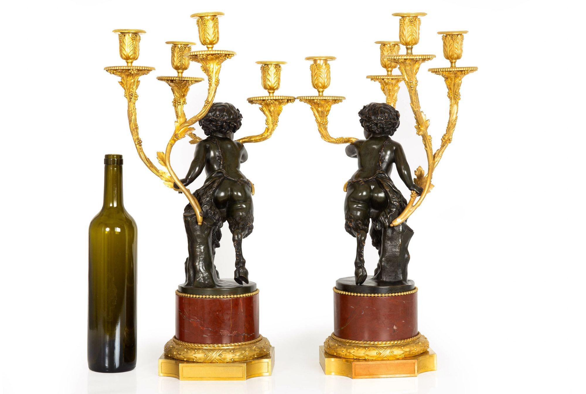 French Fine Pair of Henry Dasson Four-Light Candelabra after Clodion circa 1895 For Sale