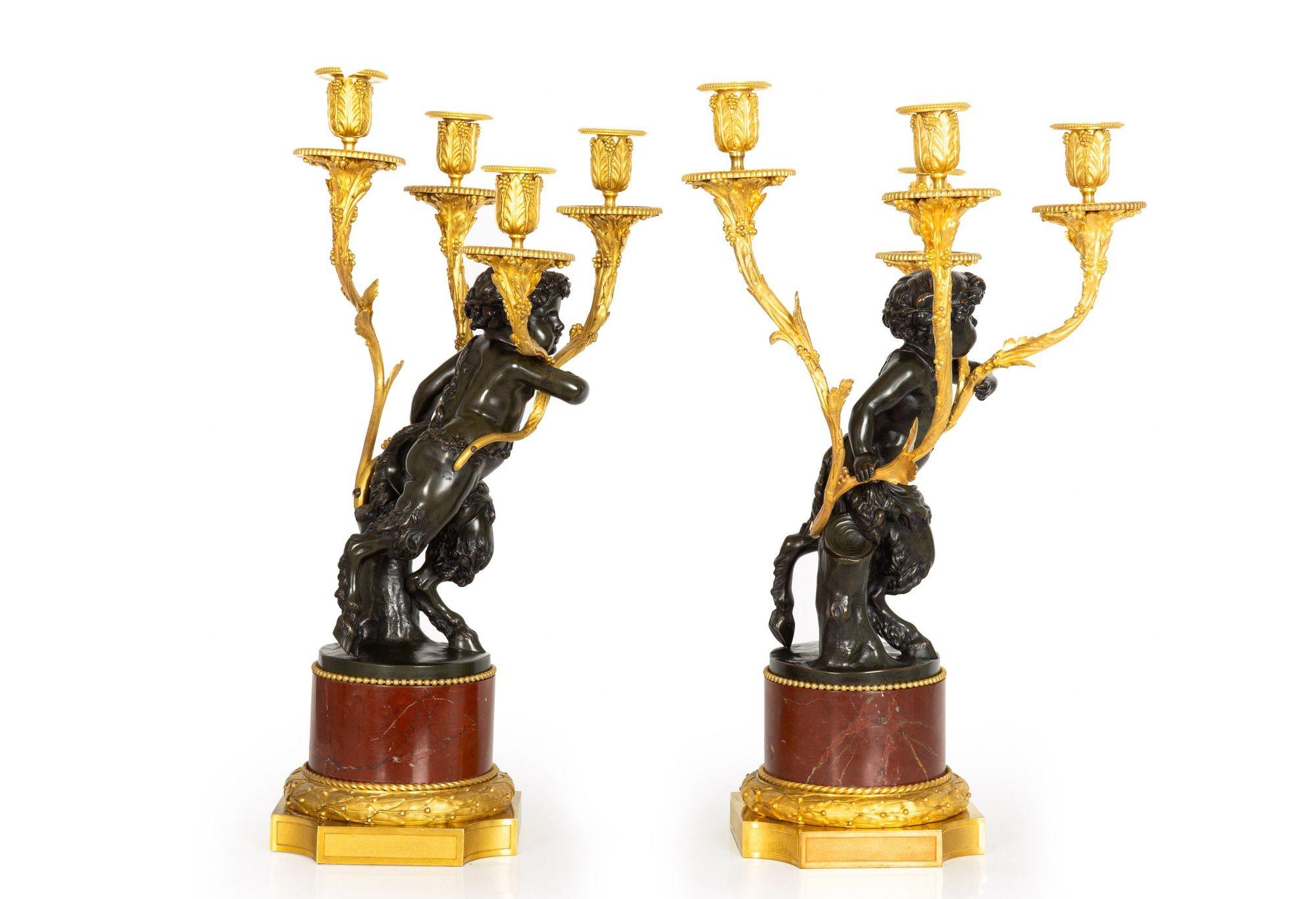 Gilt Fine Pair of Henry Dasson Four-Light Candelabra after Clodion circa 1895 For Sale