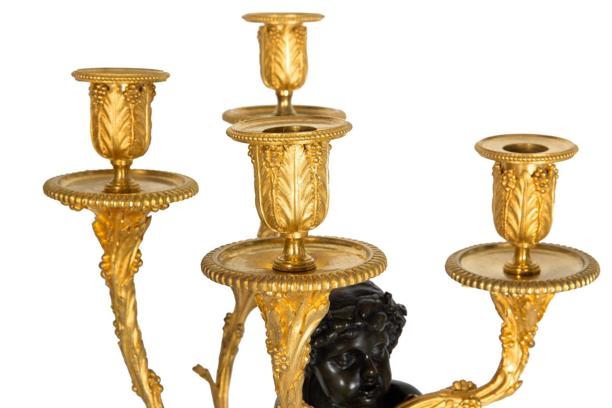 Fine Pair of Henry Dasson Four-Light Candelabra after Clodion circa 1895 In Good Condition For Sale In Shippensburg, PA