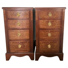 Fine Pair of Inlaid Mahogany Bedside Chest of Drawers by Hamptons of Pall Mall