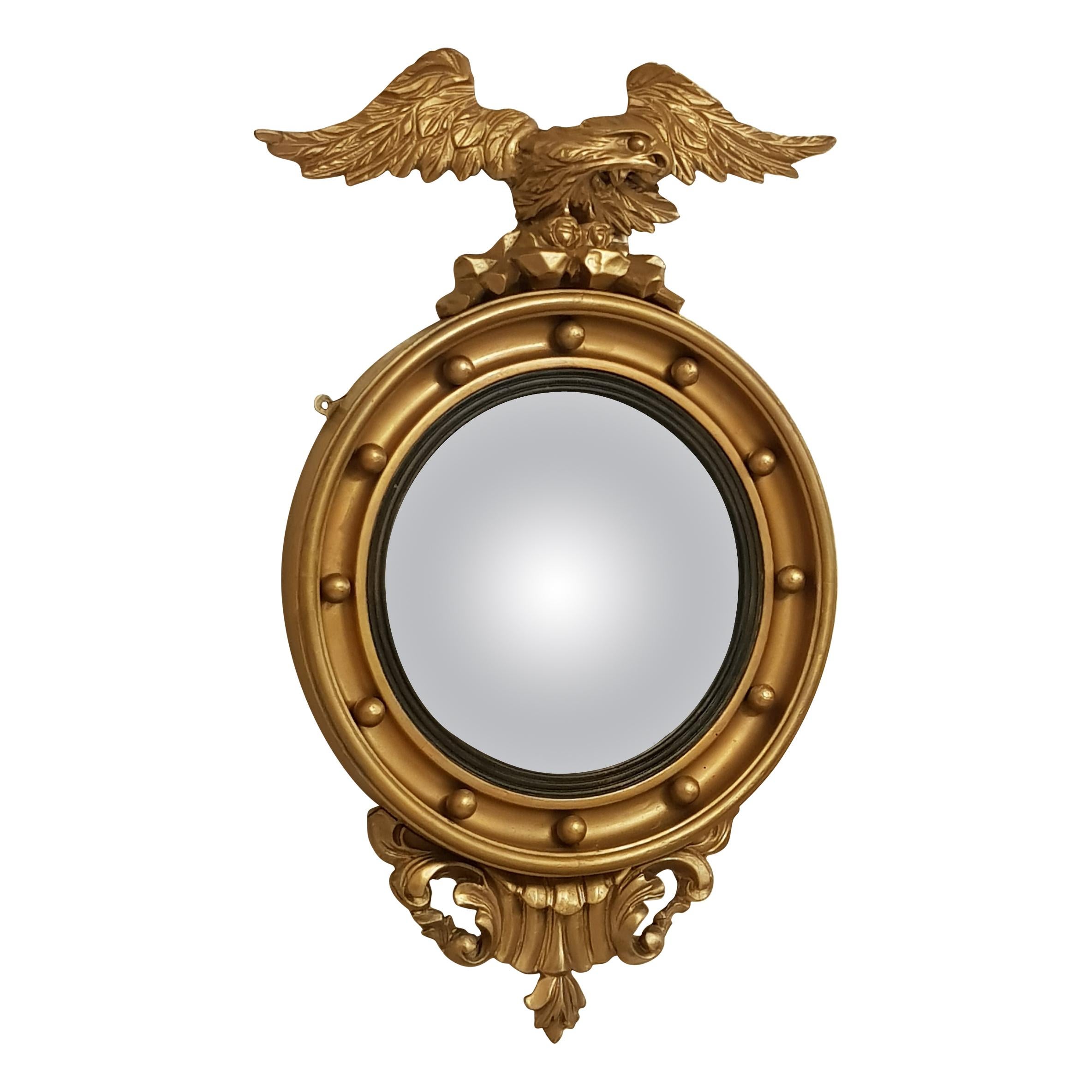 Fine Pair of Irish 19th Century Gilt Convex Mirrors For Sale