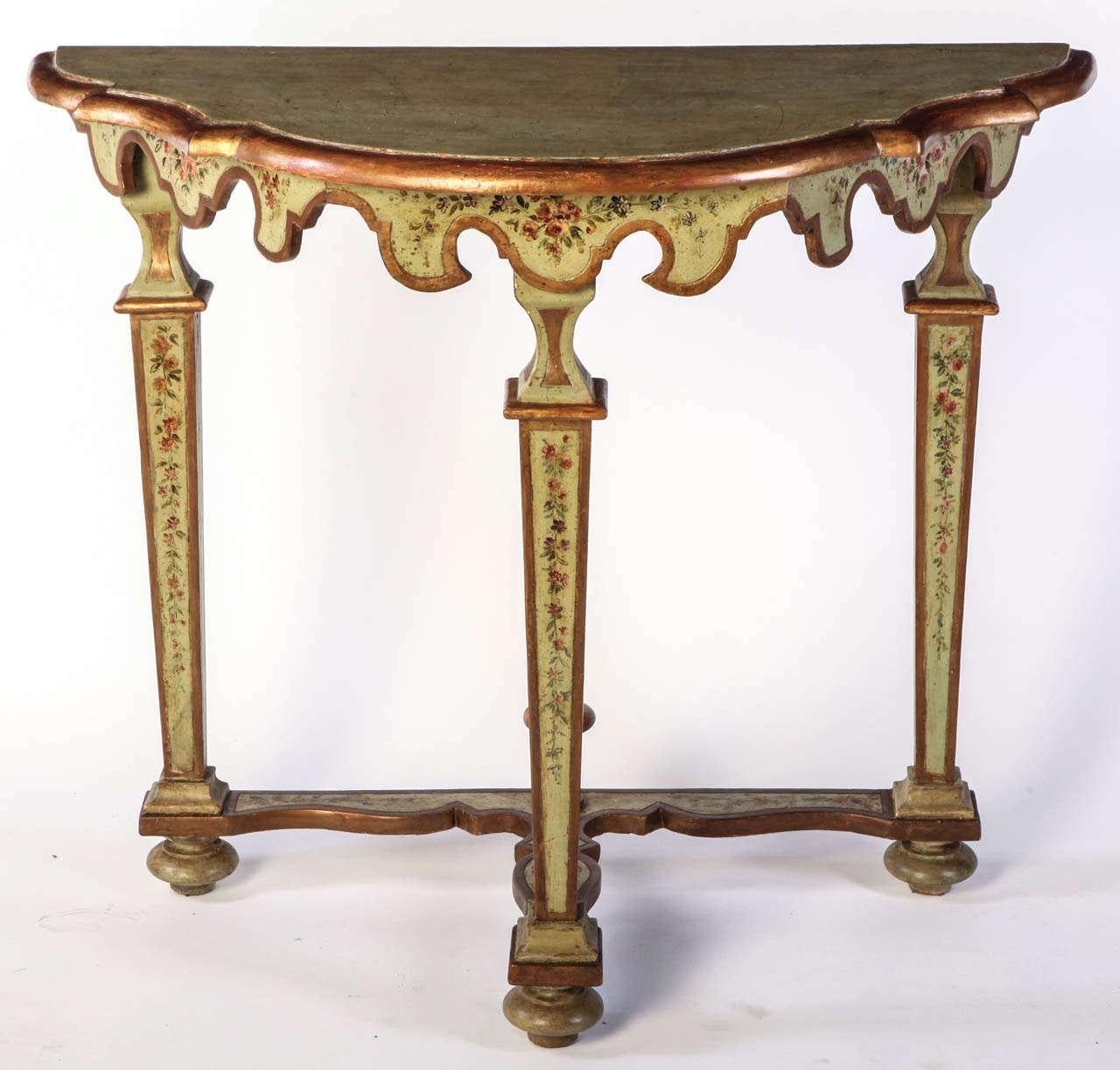 Wood Fine Pair of Italian 18th Century Painted Console Tables  For Sale