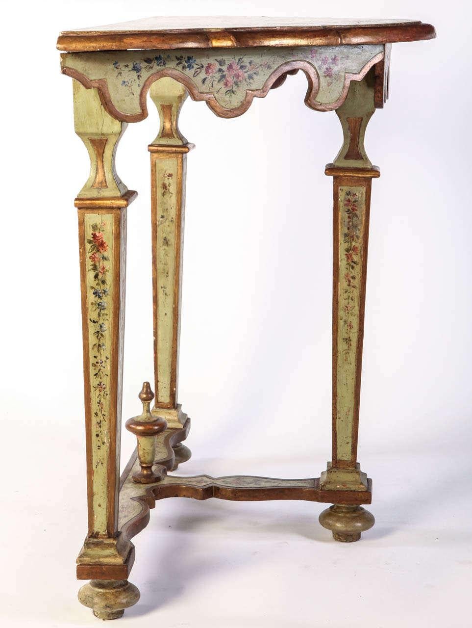 Wood Fine Pair of Italian 18th Century Painted Console Tables For Sale