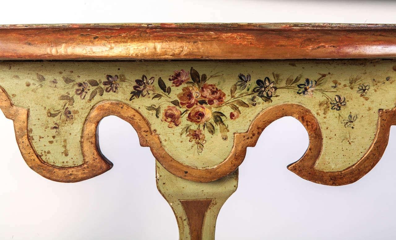Fine Pair of Italian 18th Century Painted Console Tables For Sale 4