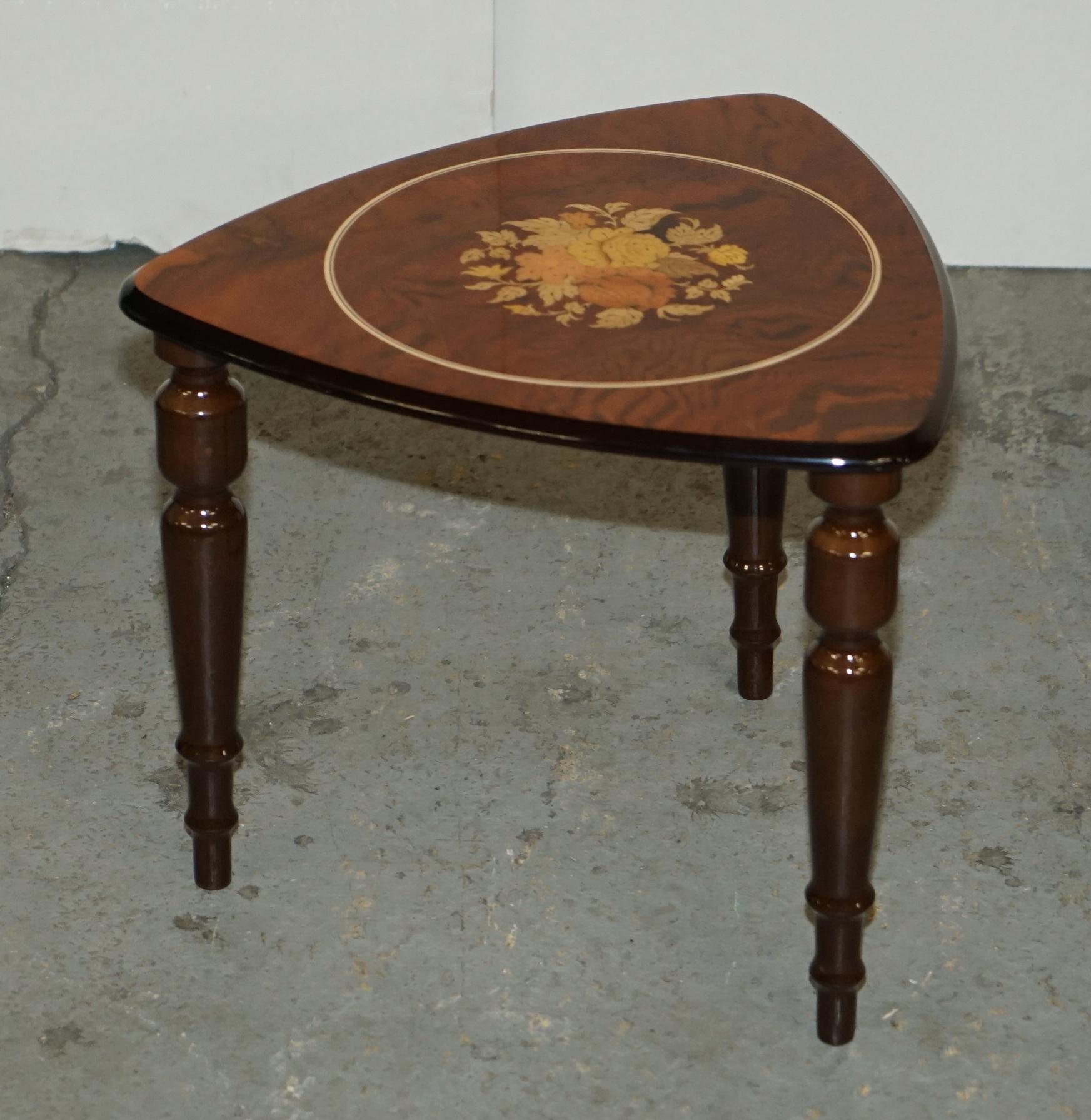 All Vintage Antiques is delighted to offer for sale this lovely vintage pair of Circa 1960's Italian Burr Walnut Marquetry inlaid side tables 

Please note the delivery fee listed is just a guide, it covers within the M25 only for the UK and local