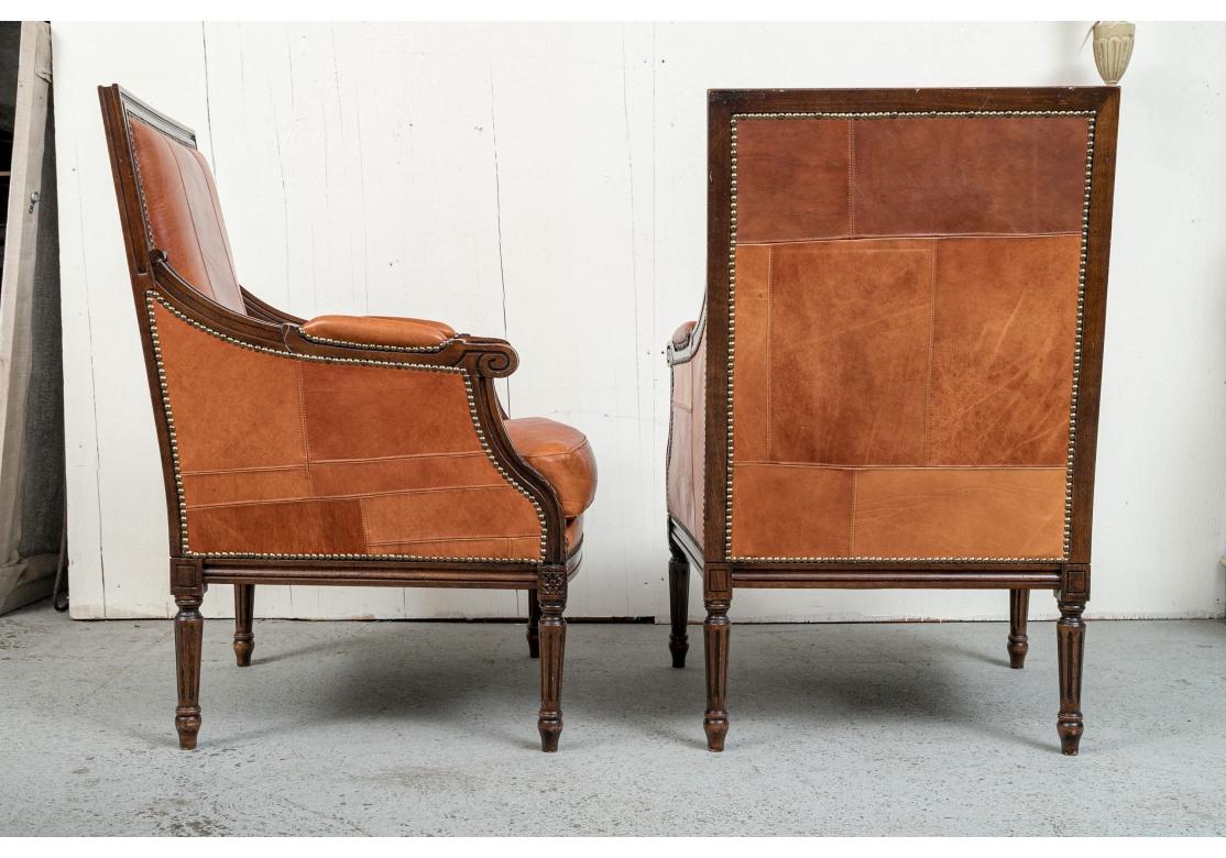 Fine Pair Of Italian Caramel Colored Leather Club Chairs For Sale 2