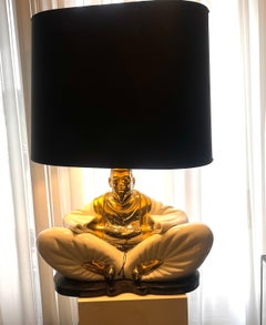 Paire de lampes en céramique italienne représentant un sultan en position assise, Italie.