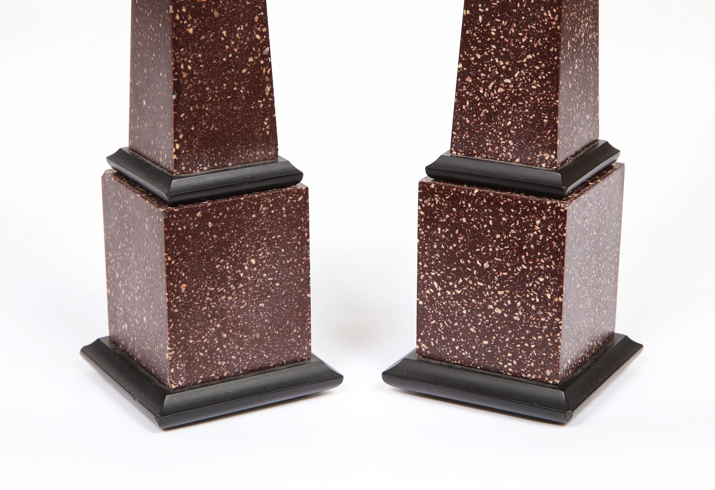 Fine Pair of Italian Grand Tour Egyptian Porphyry Obelisks 2