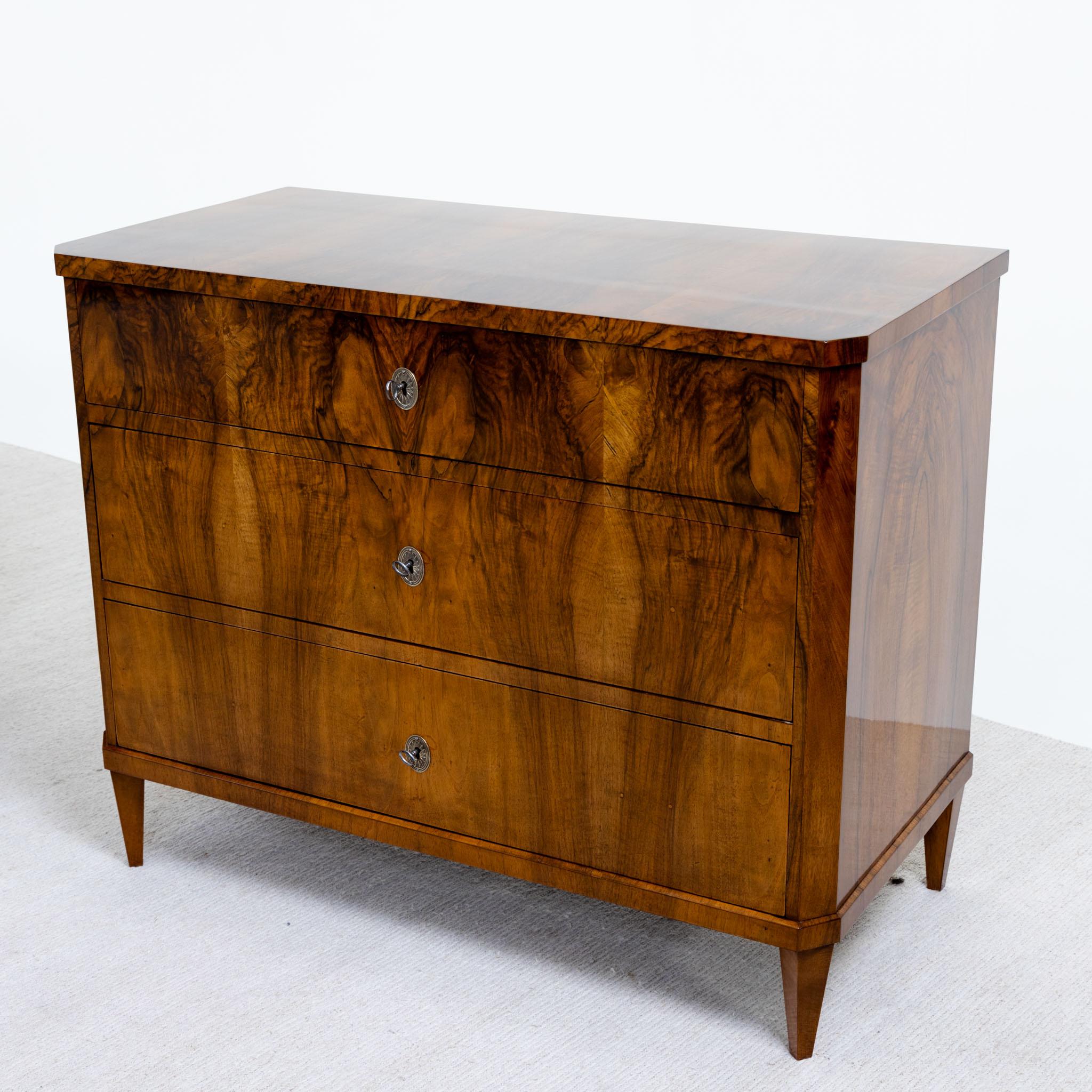 Pair of Biedermeier Walnut Chests of Drawers, Italy, early 19th Century In Good Condition In New York, NY