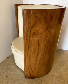 Fine Pair of Italian Late Art Deco Palisander Demilune Club Chairs