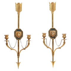 Antique Fine Pair of Italian Ormolu Wall Lights or Appliques in the French Empire Style